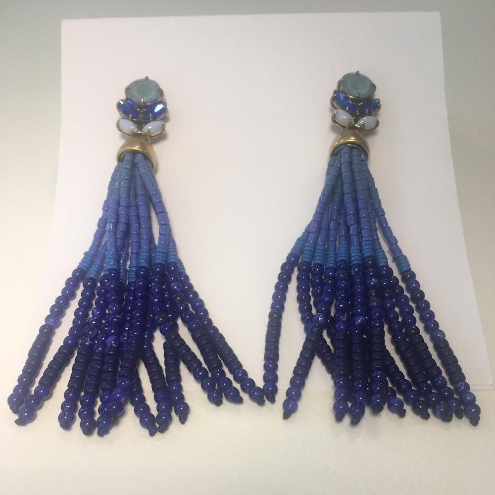 Stella and Dot Blue Fringe Earrings